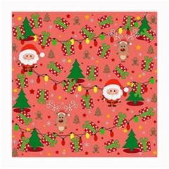 Santa And Rudolph Pattern Medium Glasses Cloth (2-side) by Valentinaart