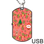 Santa and Rudolph pattern Dog Tag USB Flash (One Side) Front