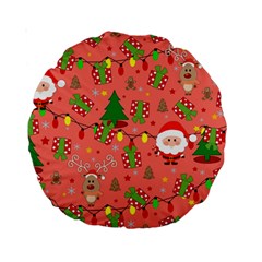 Santa And Rudolph Pattern Standard 15  Premium Round Cushions by Valentinaart