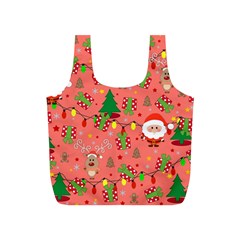 Santa And Rudolph Pattern Full Print Recycle Bags (s)  by Valentinaart