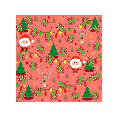 Santa And Rudolph Pattern Small Satin Scarf (square) by Valentinaart