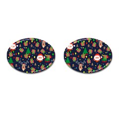 Santa And Rudolph Pattern Cufflinks (oval) by Valentinaart