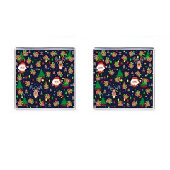 Santa And Rudolph Pattern Cufflinks (square) by Valentinaart