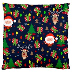 Santa And Rudolph Pattern Large Cushion Case (one Side) by Valentinaart