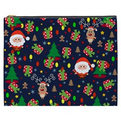 Santa And Rudolph Pattern Cosmetic Bag (xxxl)  by Valentinaart