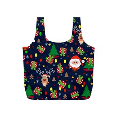 Santa And Rudolph Pattern Full Print Recycle Bags (s)  by Valentinaart