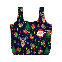 Santa And Rudolph Pattern Full Print Recycle Bags (m)  by Valentinaart