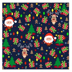 Santa And Rudolph Pattern Large Satin Scarf (square) by Valentinaart