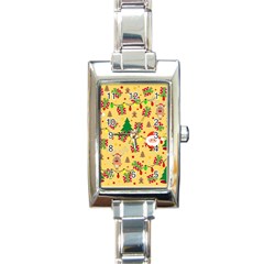 Santa And Rudolph Pattern Rectangle Italian Charm Watch by Valentinaart