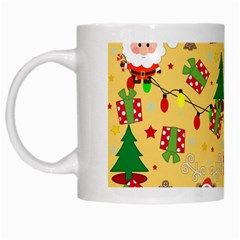 Santa And Rudolph Pattern White Mugs