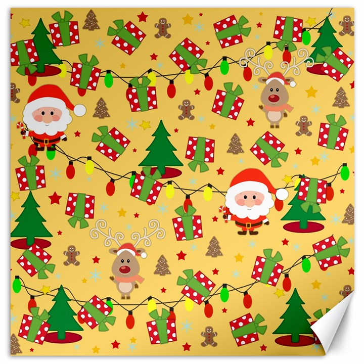 Santa and Rudolph pattern Canvas 12  x 12  