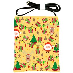 Santa And Rudolph Pattern Shoulder Sling Bags by Valentinaart