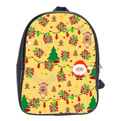 Santa And Rudolph Pattern School Bag (large) by Valentinaart