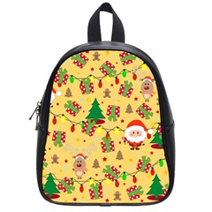 Santa And Rudolph Pattern School Bag (small) by Valentinaart