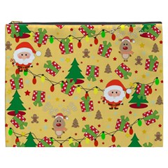 Santa And Rudolph Pattern Cosmetic Bag (xxxl)  by Valentinaart