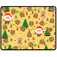 Santa And Rudolph Pattern Double Sided Fleece Blanket (medium)  by Valentinaart