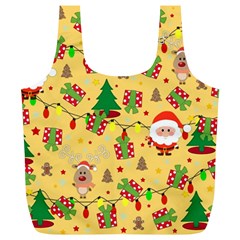 Santa And Rudolph Pattern Full Print Recycle Bags (l)  by Valentinaart