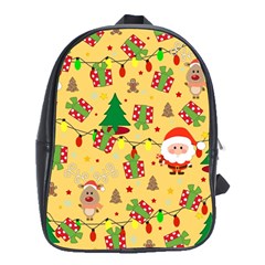 Santa And Rudolph Pattern School Bag (xl) by Valentinaart