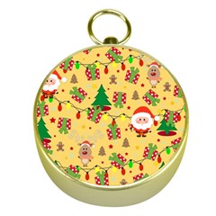 Santa And Rudolph Pattern Gold Compasses by Valentinaart