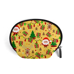 Santa And Rudolph Pattern Accessory Pouches (small)  by Valentinaart