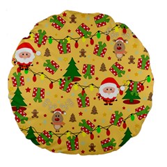 Santa And Rudolph Pattern Large 18  Premium Flano Round Cushions by Valentinaart