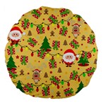 Santa and Rudolph pattern Large 18  Premium Flano Round Cushions Front