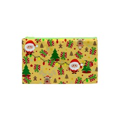 Santa And Rudolph Pattern Cosmetic Bag (xs) by Valentinaart