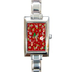 Santa And Rudolph Pattern Rectangle Italian Charm Watch by Valentinaart