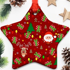 Santa And Rudolph Pattern Ornament (star) by Valentinaart