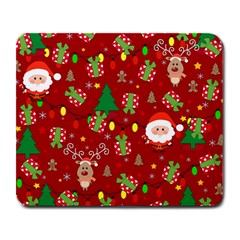 Santa And Rudolph Pattern Large Mousepads by Valentinaart