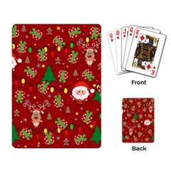 Santa And Rudolph Pattern Playing Card by Valentinaart