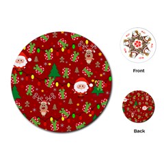 Santa And Rudolph Pattern Playing Cards (round)  by Valentinaart