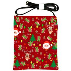 Santa And Rudolph Pattern Shoulder Sling Bags by Valentinaart