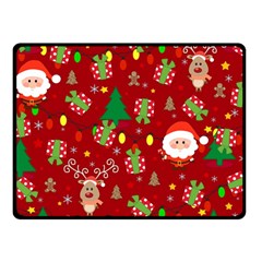 Santa And Rudolph Pattern Fleece Blanket (small) by Valentinaart