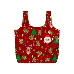 Santa And Rudolph Pattern Full Print Recycle Bags (s)  by Valentinaart