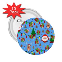 Santa And Rudolph Pattern 2 25  Buttons (10 Pack)  by Valentinaart