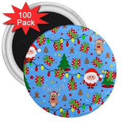 Santa And Rudolph Pattern 3  Magnets (100 Pack) by Valentinaart