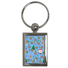 Santa And Rudolph Pattern Key Chains (rectangle)  by Valentinaart