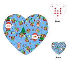 Santa And Rudolph Pattern Playing Cards (heart)  by Valentinaart