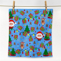 Santa And Rudolph Pattern Face Towel by Valentinaart