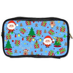 Santa And Rudolph Pattern Toiletries Bags by Valentinaart