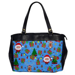 Santa And Rudolph Pattern Office Handbags by Valentinaart