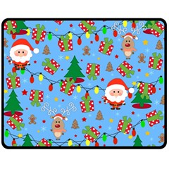 Santa And Rudolph Pattern Fleece Blanket (medium)  by Valentinaart