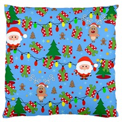 Santa And Rudolph Pattern Large Cushion Case (one Side) by Valentinaart