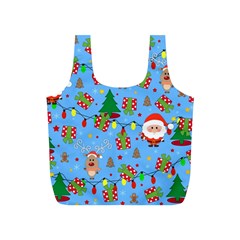 Santa And Rudolph Pattern Full Print Recycle Bags (s)  by Valentinaart