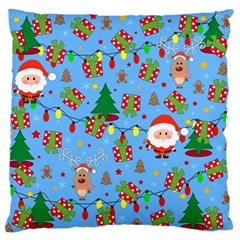 Santa And Rudolph Pattern Large Flano Cushion Case (one Side) by Valentinaart