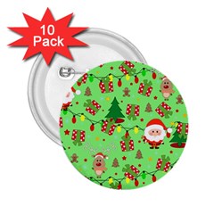 Santa And Rudolph Pattern 2 25  Buttons (10 Pack)  by Valentinaart