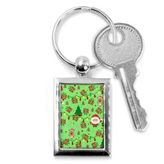 Santa And Rudolph Pattern Key Chains (rectangle)  by Valentinaart