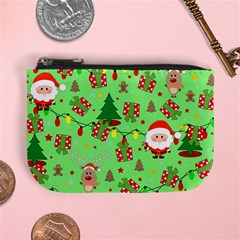 Santa And Rudolph Pattern Mini Coin Purses by Valentinaart