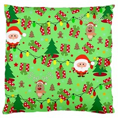 Santa And Rudolph Pattern Large Cushion Case (one Side) by Valentinaart